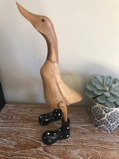 Hand Carved Wellies Duck Family